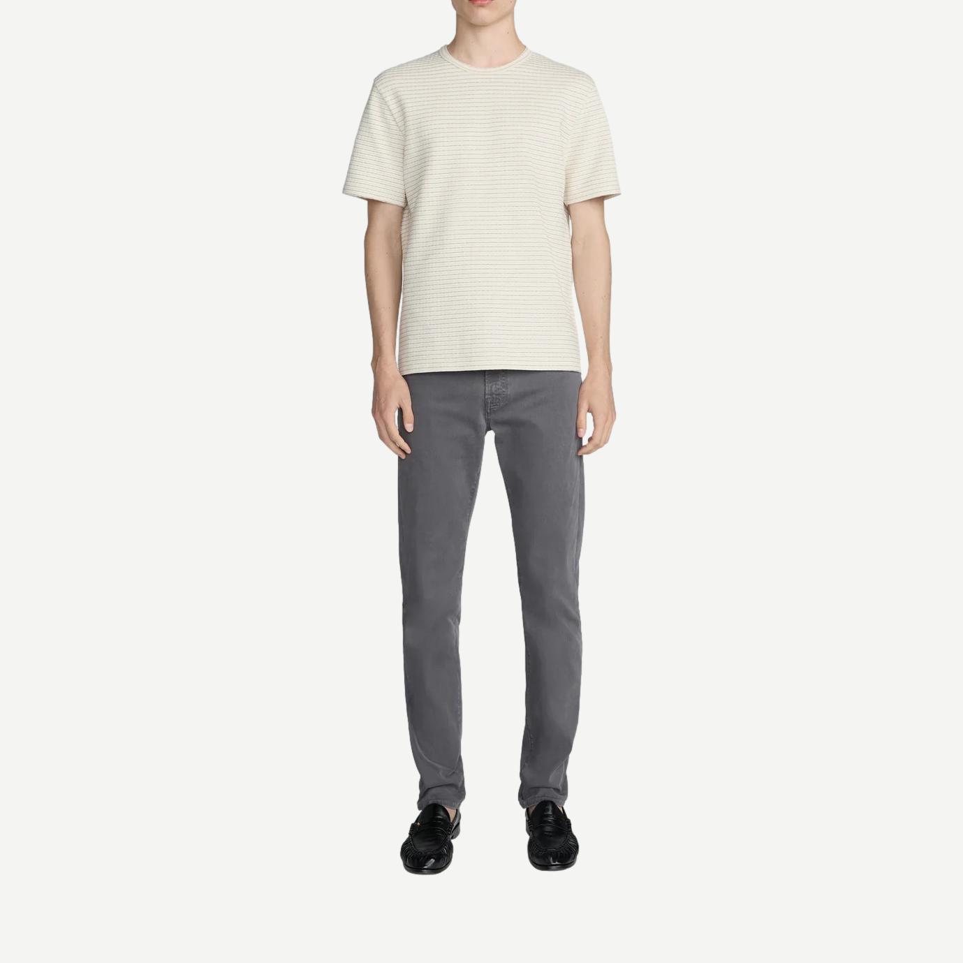 Jaquard Stripe Tee - Cream Brown Stripe