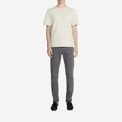 Jaquard Stripe Tee - Cream Brown Stripe