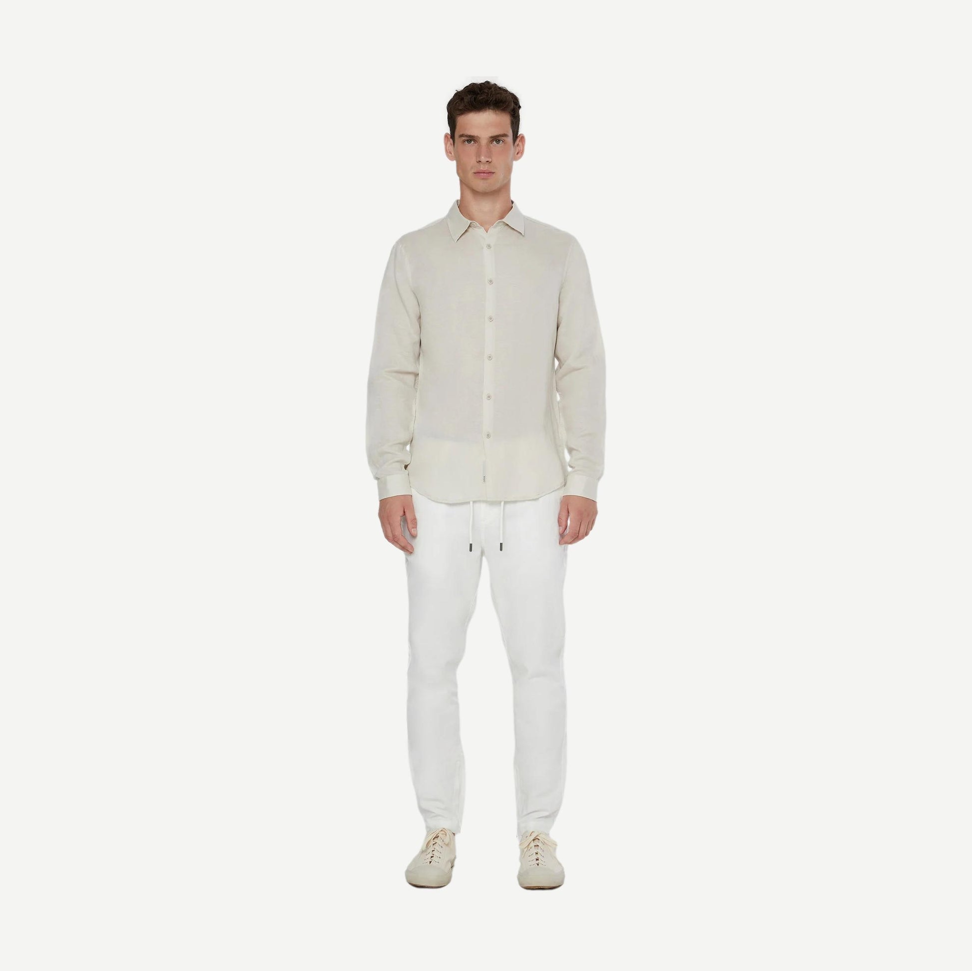 Air Linen Long Sleeve Shirt - Stone - Galvanic.co