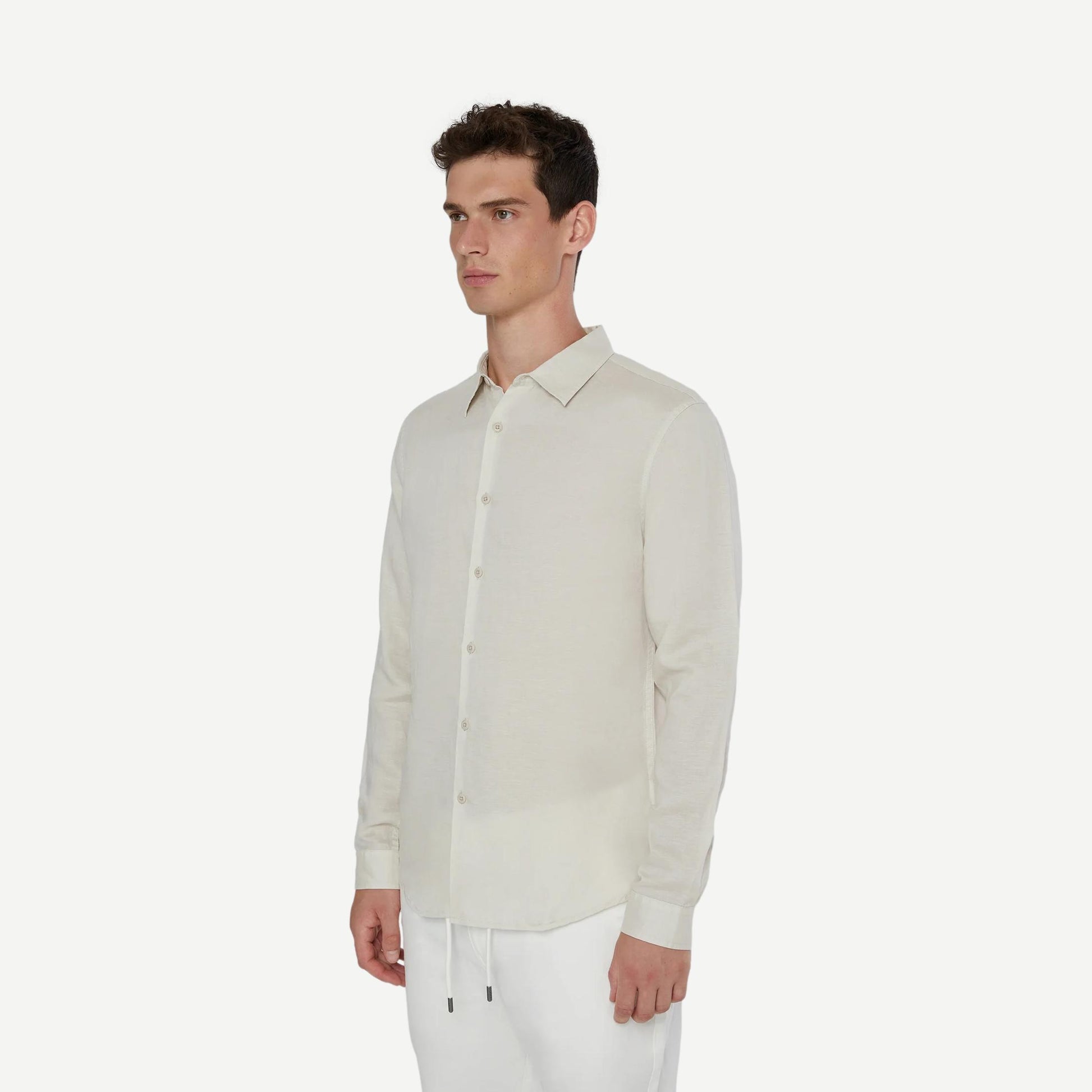Air Linen Long Sleeve Shirt - Stone - Galvanic.co