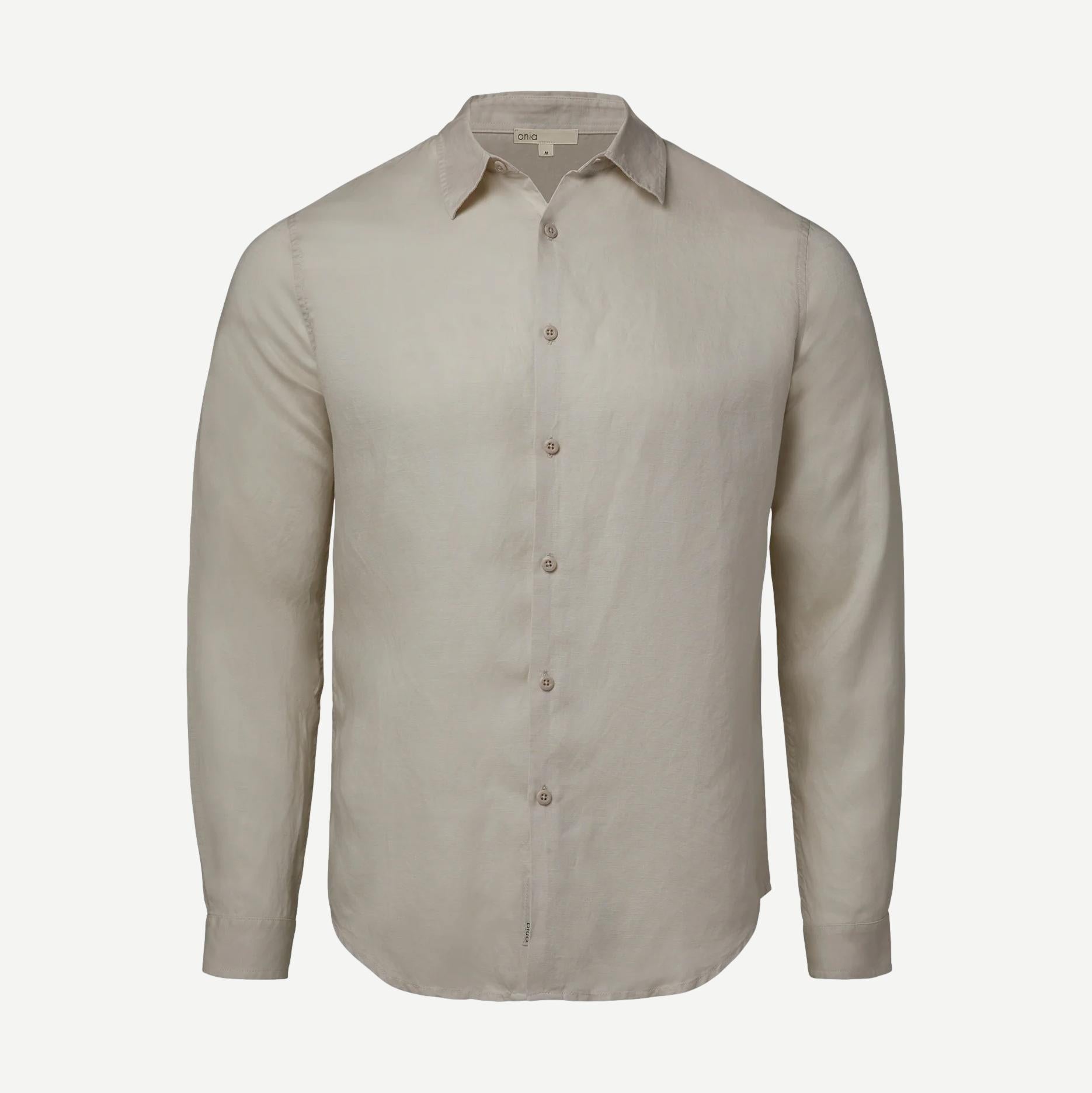 Air Linen Long Sleeve Shirt - Stone - Galvanic.co