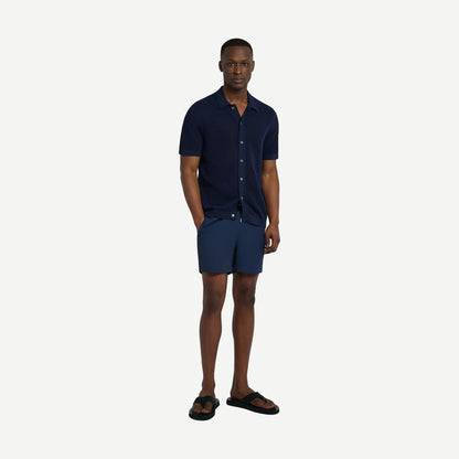 Crochet Knit Button Up - Deep Navy - Galvanic.co