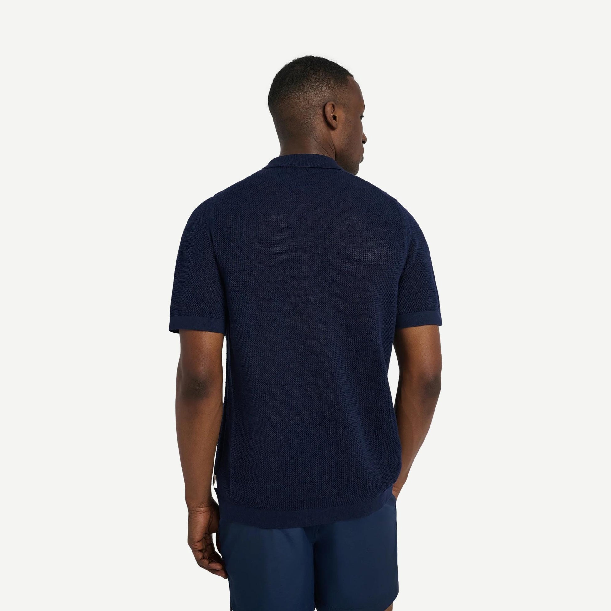 Crochet Knit Button Up - Deep Navy - Galvanic.co