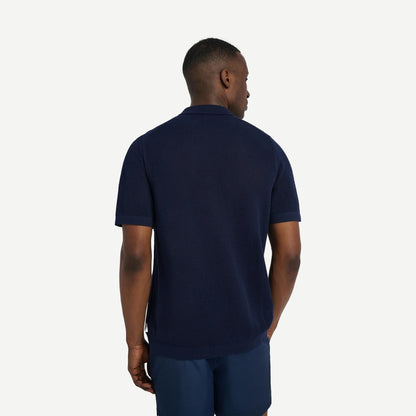 Crochet Knit Button Up - Deep Navy - Galvanic.co
