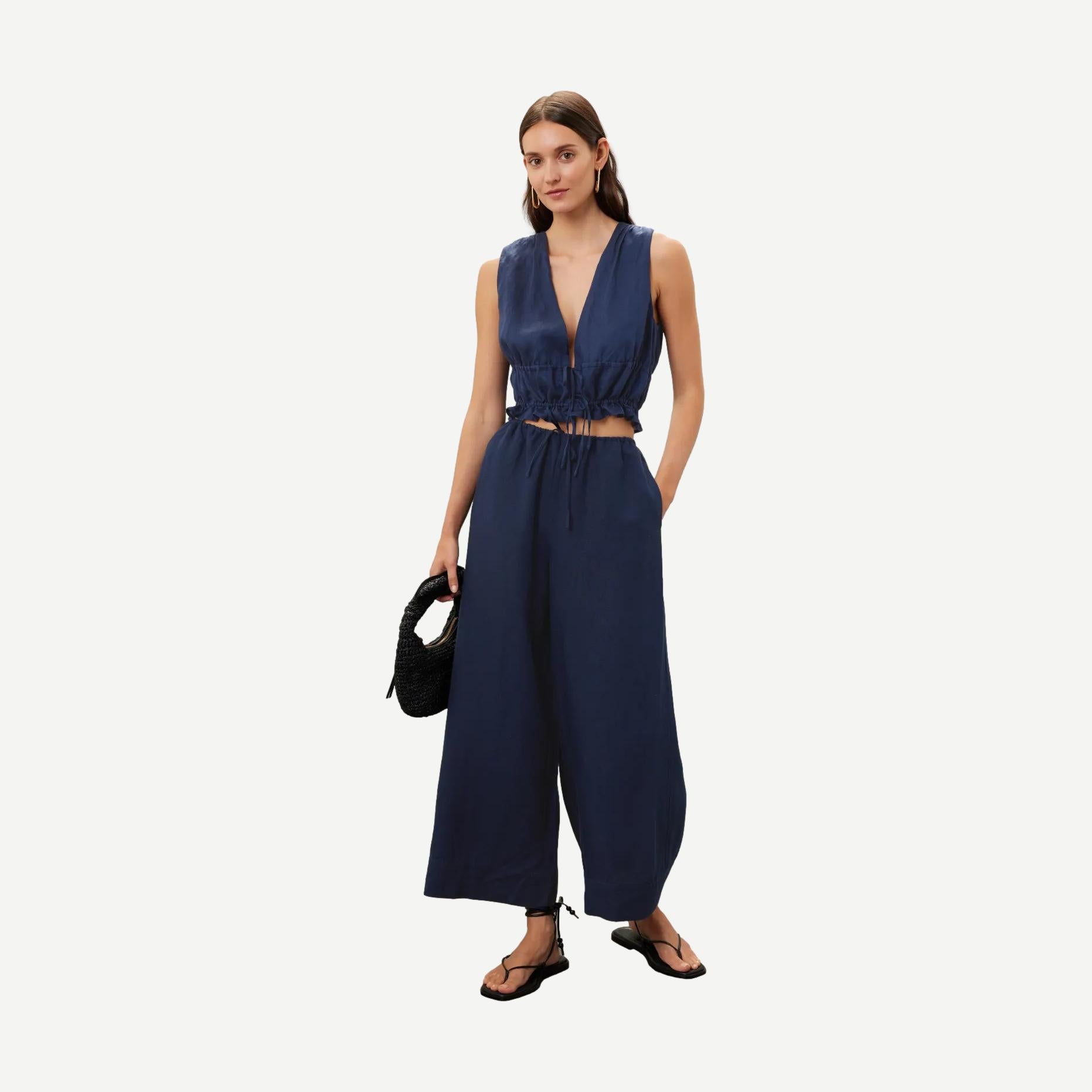 Tie Front Top - Deep Navy - Galvanic.co