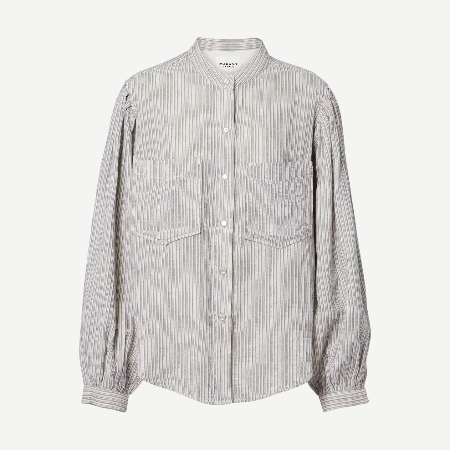 Blue Selvia shirt by Isabel Marant featuring a relaxed fit and stylish collar, displayed on a hanger.