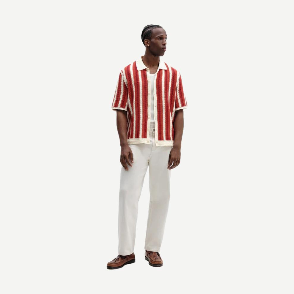 Porto Shirt - Stripe - Ecru / Orange - Galvanic.co