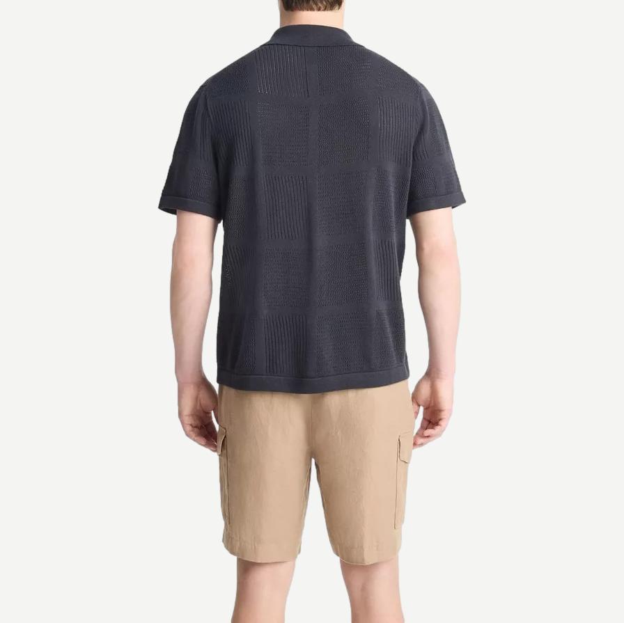 Patchwork Pointelle SS Button Down - Coastal - Galvanic.co