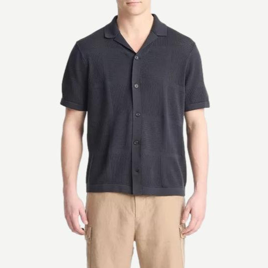 Patchwork Pointelle SS Button Down - Coastal - Galvanic.co