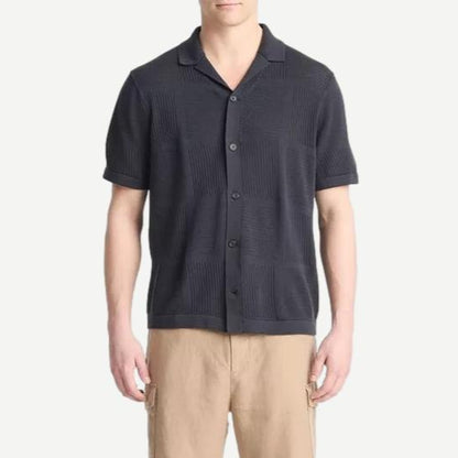 Patchwork Pointelle SS Button Down - Coastal - Galvanic.co