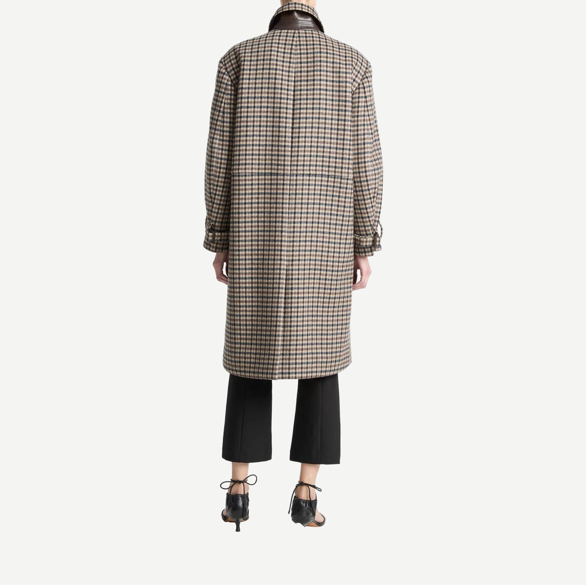 Plaid Car Coat With Trim - Multi Check - Galvanic.co