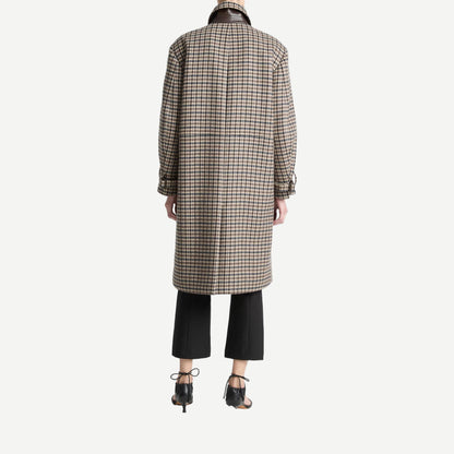 Plaid Car Coat With Trim - Multi Check - Galvanic.co
