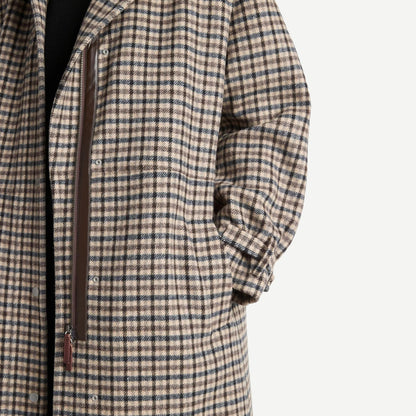 Plaid Car Coat With Trim - Multi Check - Galvanic.co