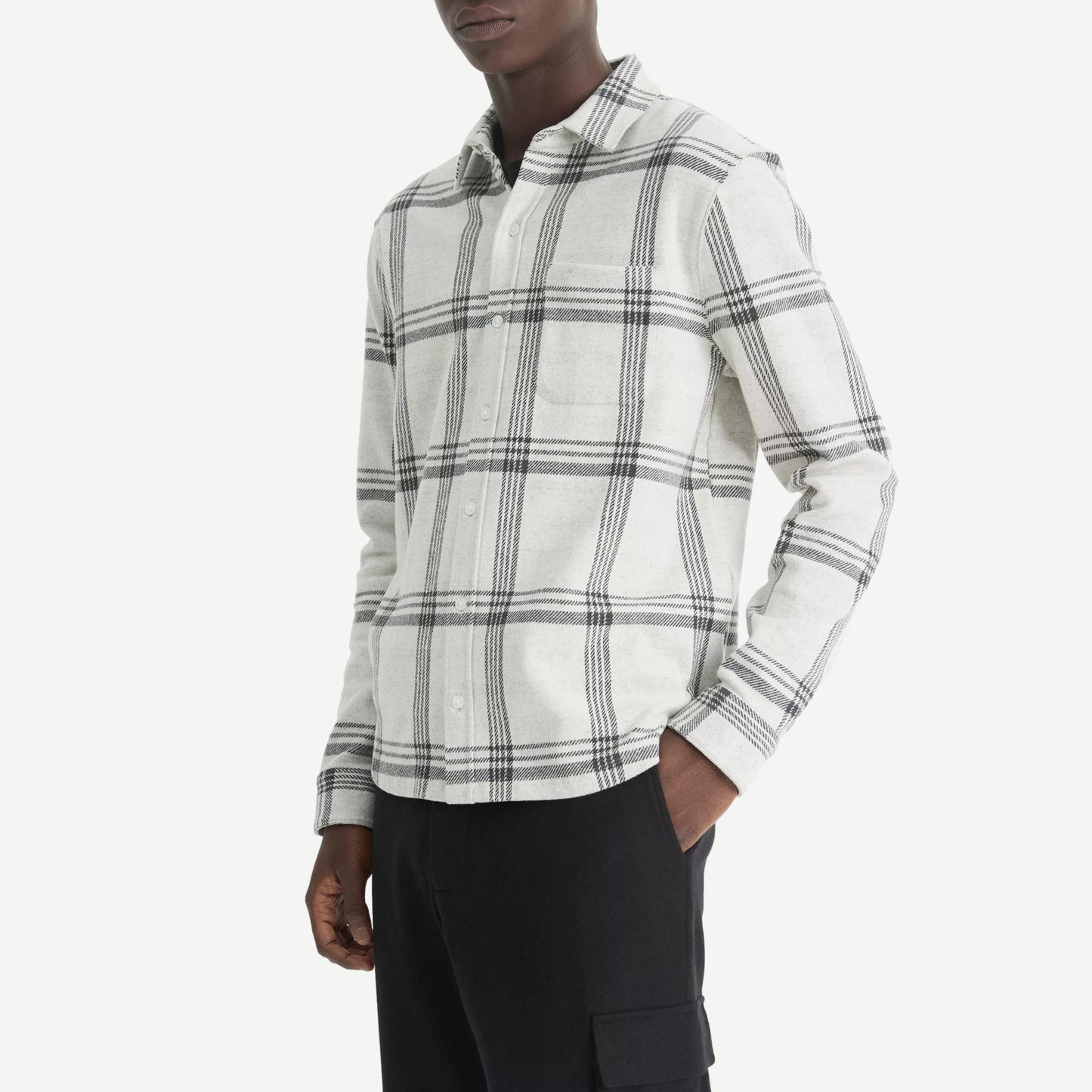 Plaid Knit Shirt Jacket - Light Heather Grey - Galvanic.co