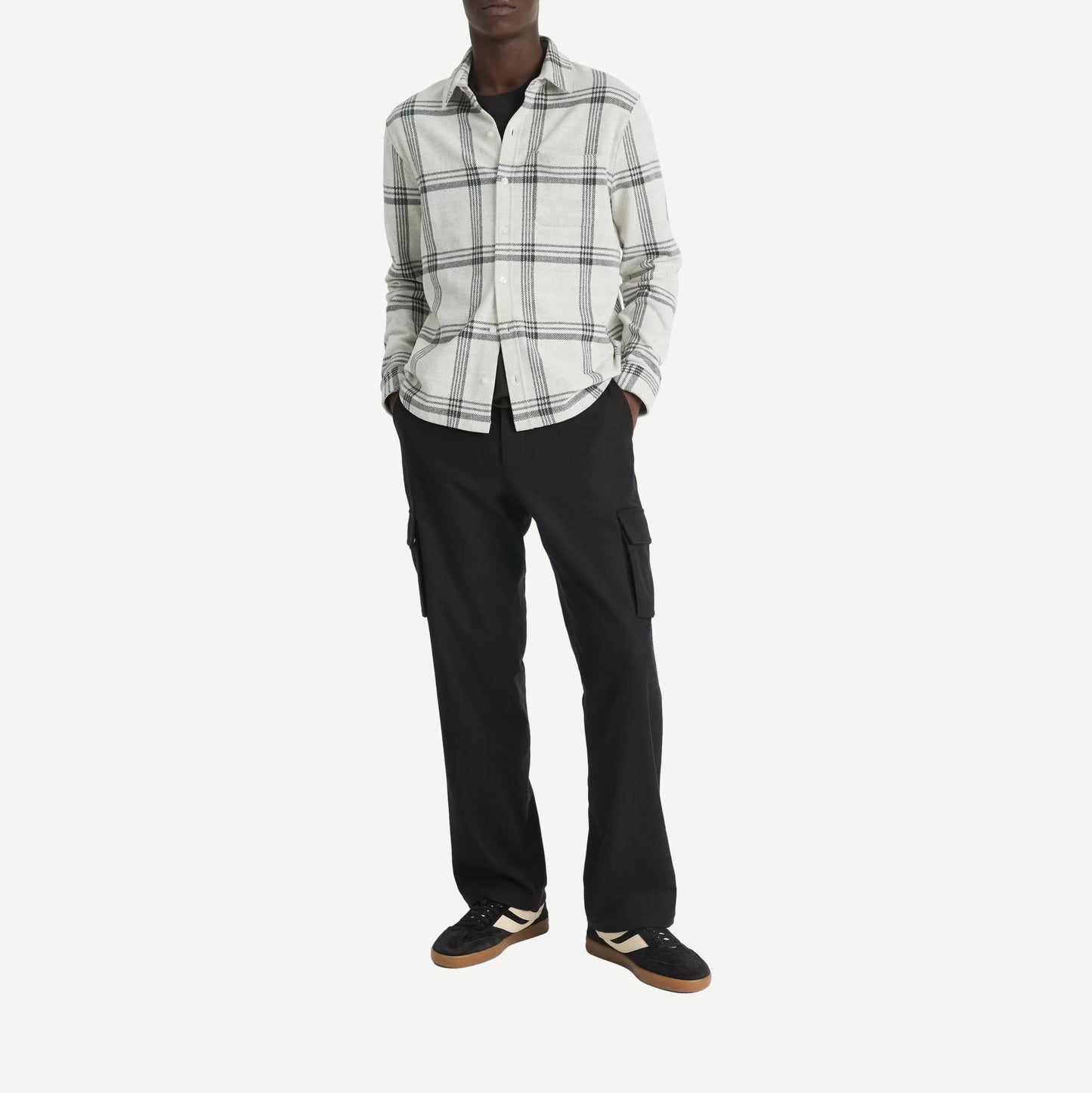 Plaid Knit Shirt Jacket - Light Heather Grey - Galvanic.co