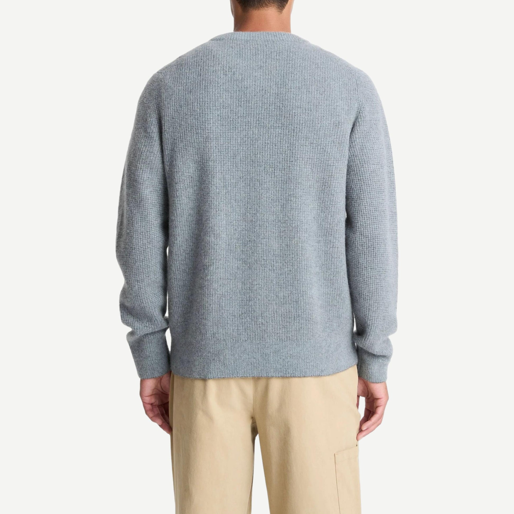 Boiled Cashmere Thermal Crewneck - Grey/Parlor Blue - Galvanic.co