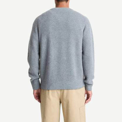 Boiled Cashmere Thermal Crewneck - Grey/Parlor Blue - Galvanic.co