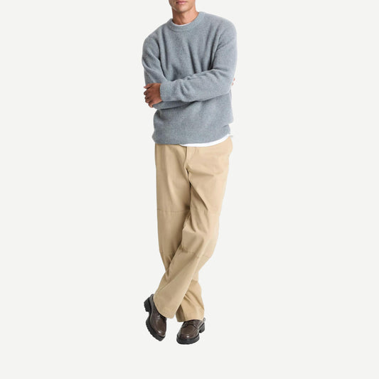 Boiled Cashmere Thermal Crewneck - Grey/Parlor Blue - Galvanic.co