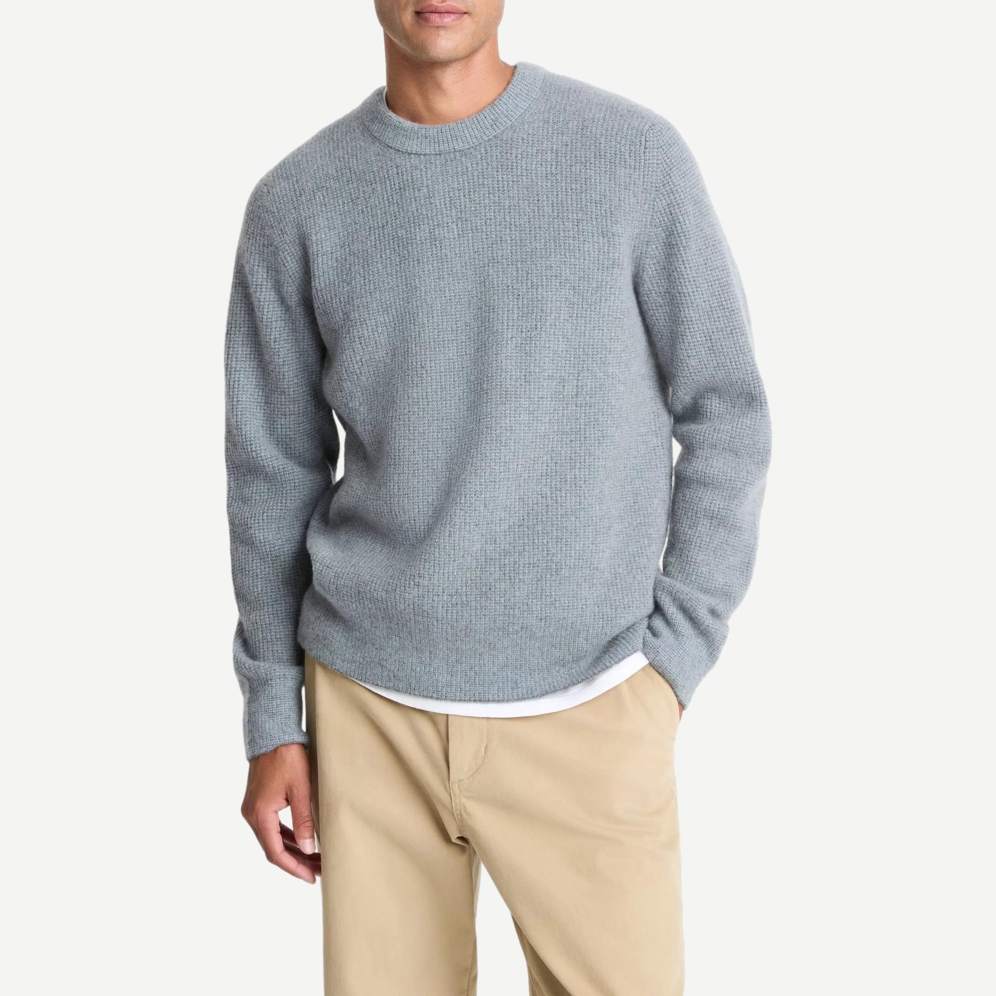 Boiled Cashmere Thermal Crewneck - Grey/Parlor Blue - Galvanic.co
