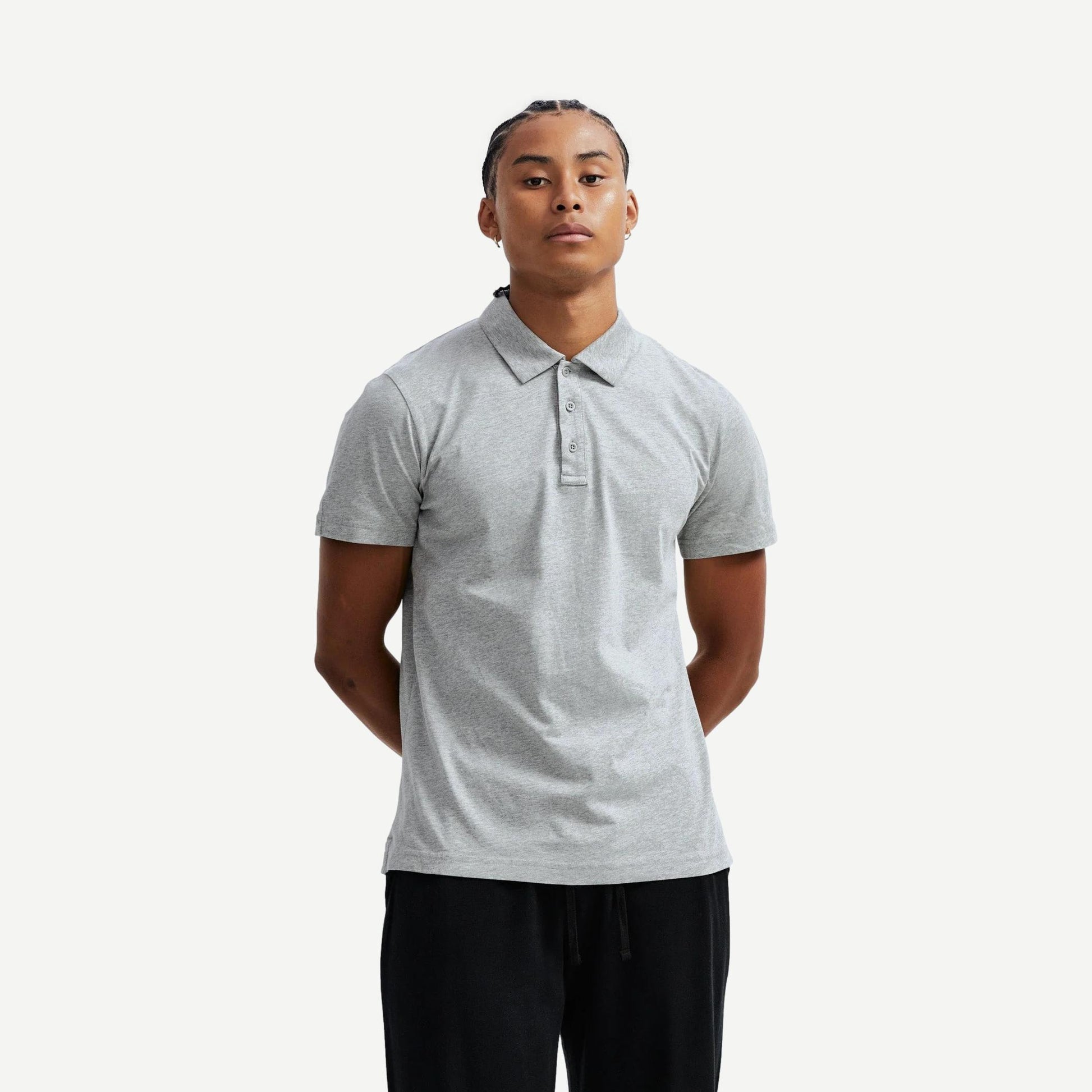 Lightweight Jersey Polo - Heather Grey - Galvanic.co