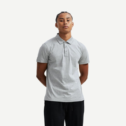 Lightweight Jersey Polo - Heather Grey - Galvanic.co