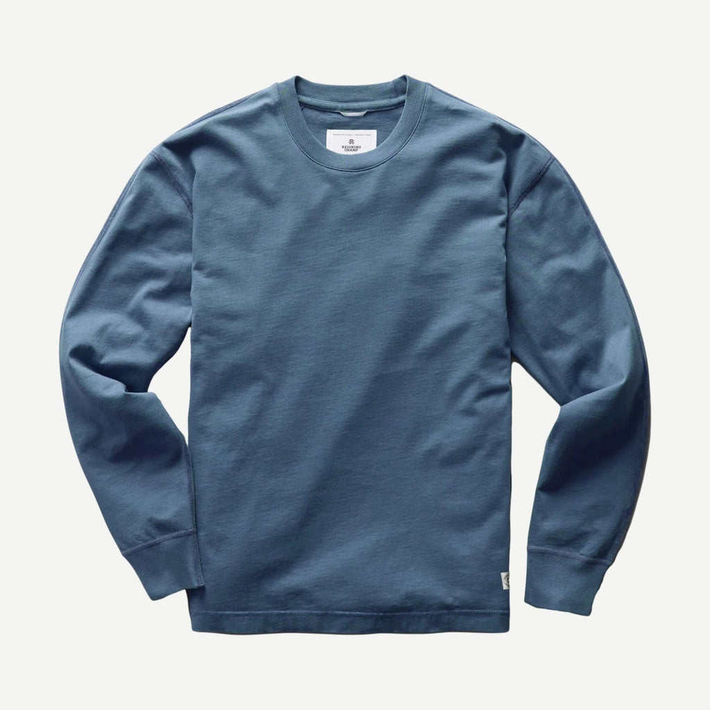 Knit Mid Weight Jersey Long Sleeve - Washed Blue - Galvanic.co