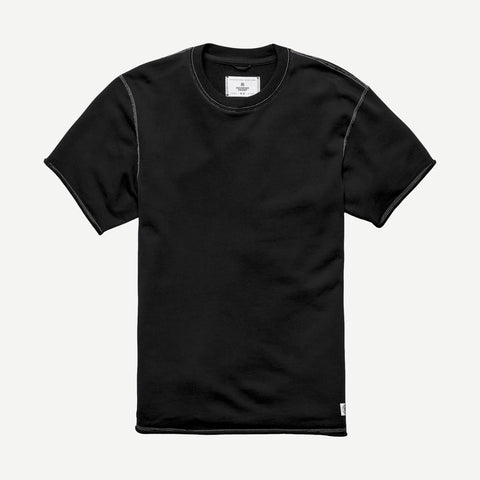 Knit Light Weight Terry Cut Off Crewneck - Black - Galvanic.co