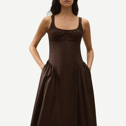Marcella Midi Dress - Espresso - Galvanic.co
