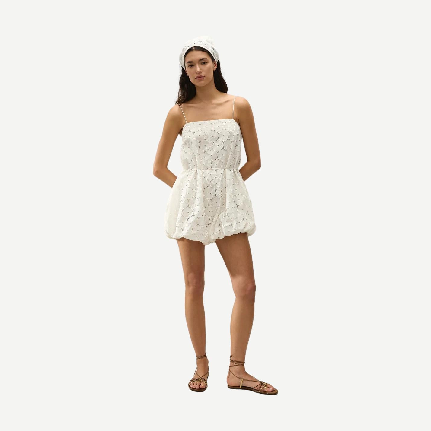 Rosella Playsuit - Dolce Broderie White - Galvanic.co