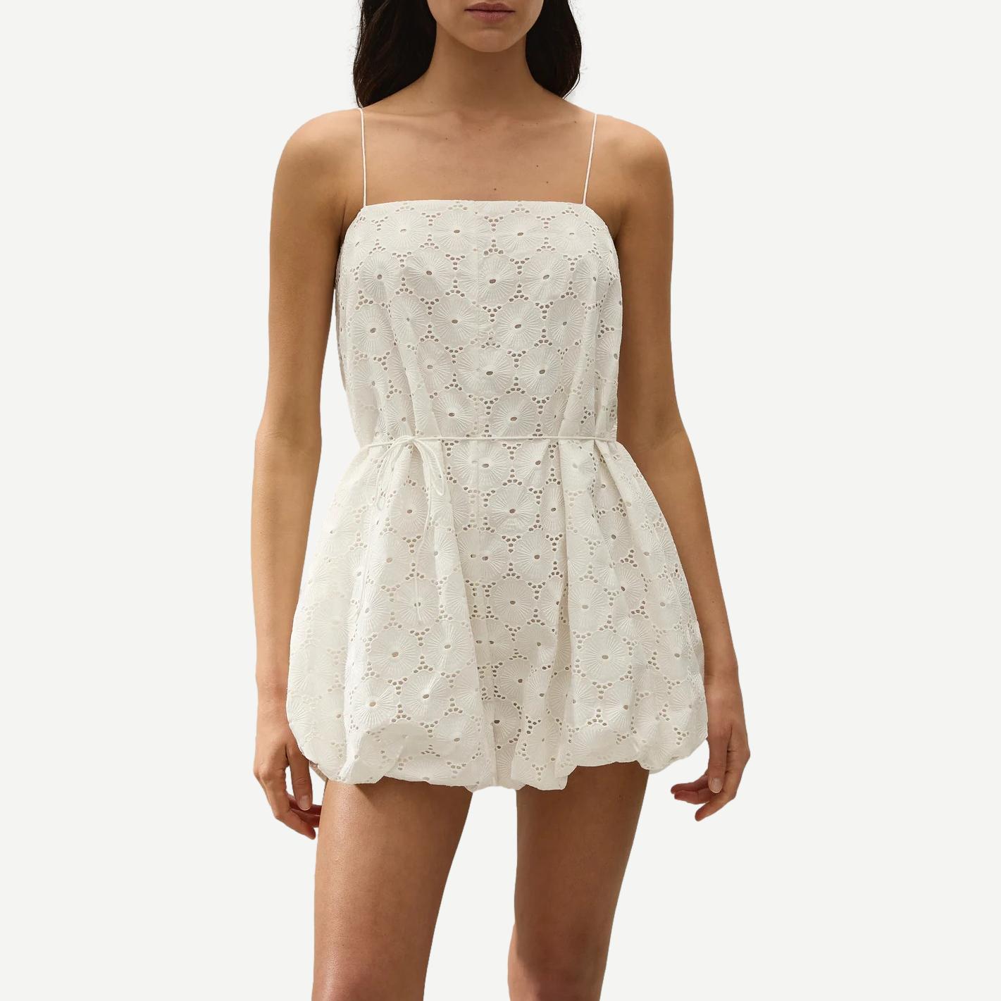 Rosella Playsuit - Dolce Broderie White - Galvanic.co
