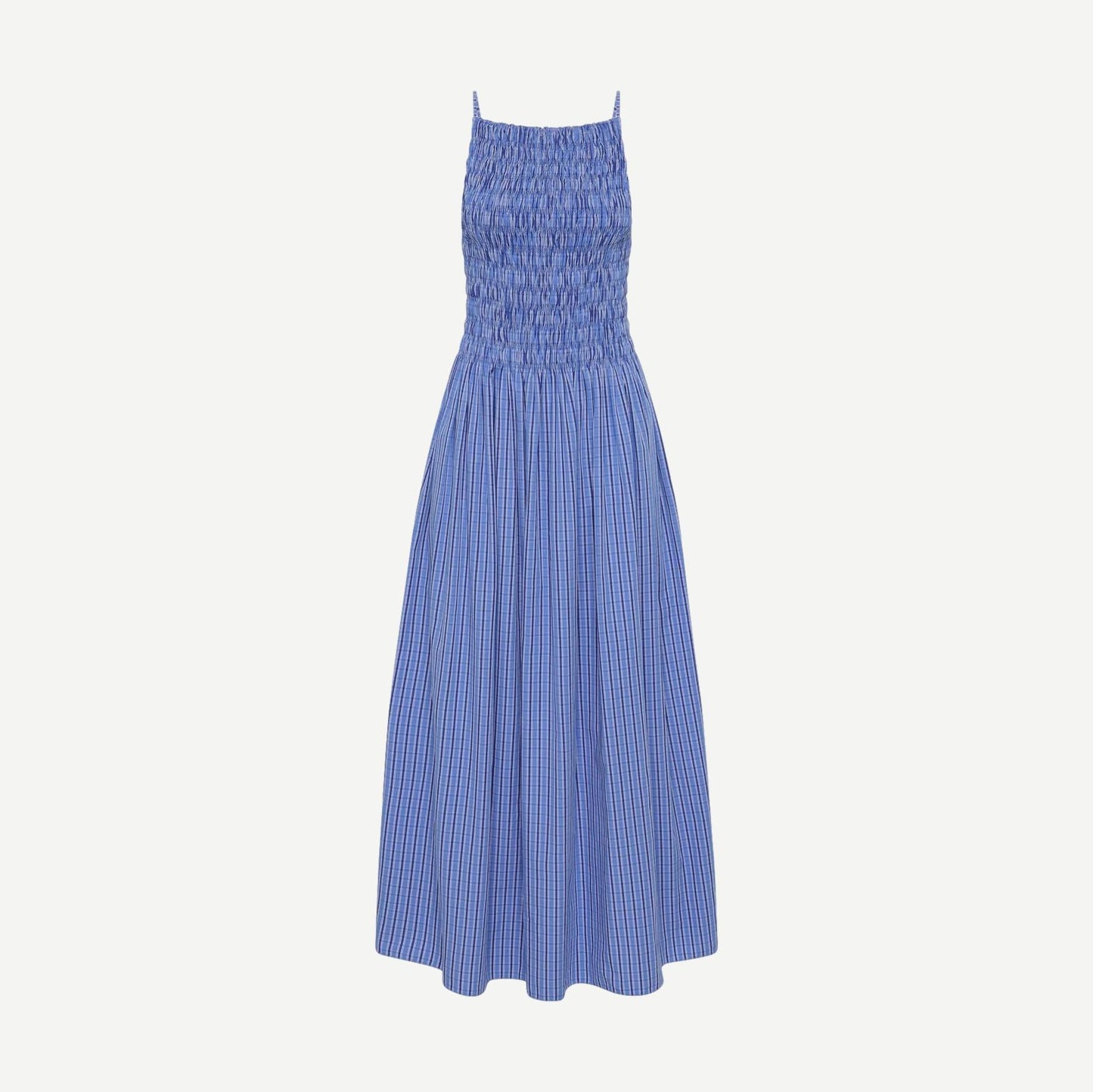 Faithfull The Brand Laia Maxi Dress in Sotto fabric, featuring a flowing silhouette with intricate pattern details.