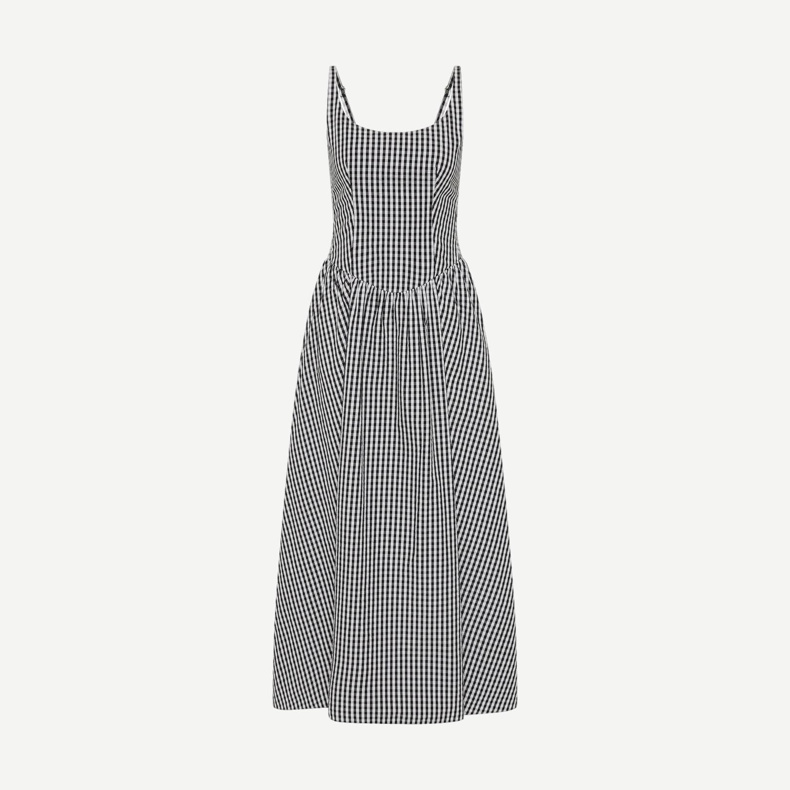 Chiara Midi Dress - Black Textured Gingham - Galvanic.co