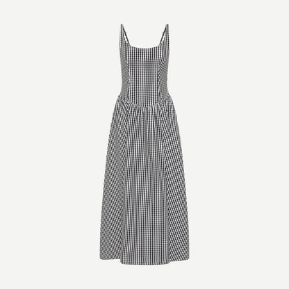 Chiara Midi Dress - Black Textured Gingham - Galvanic.co