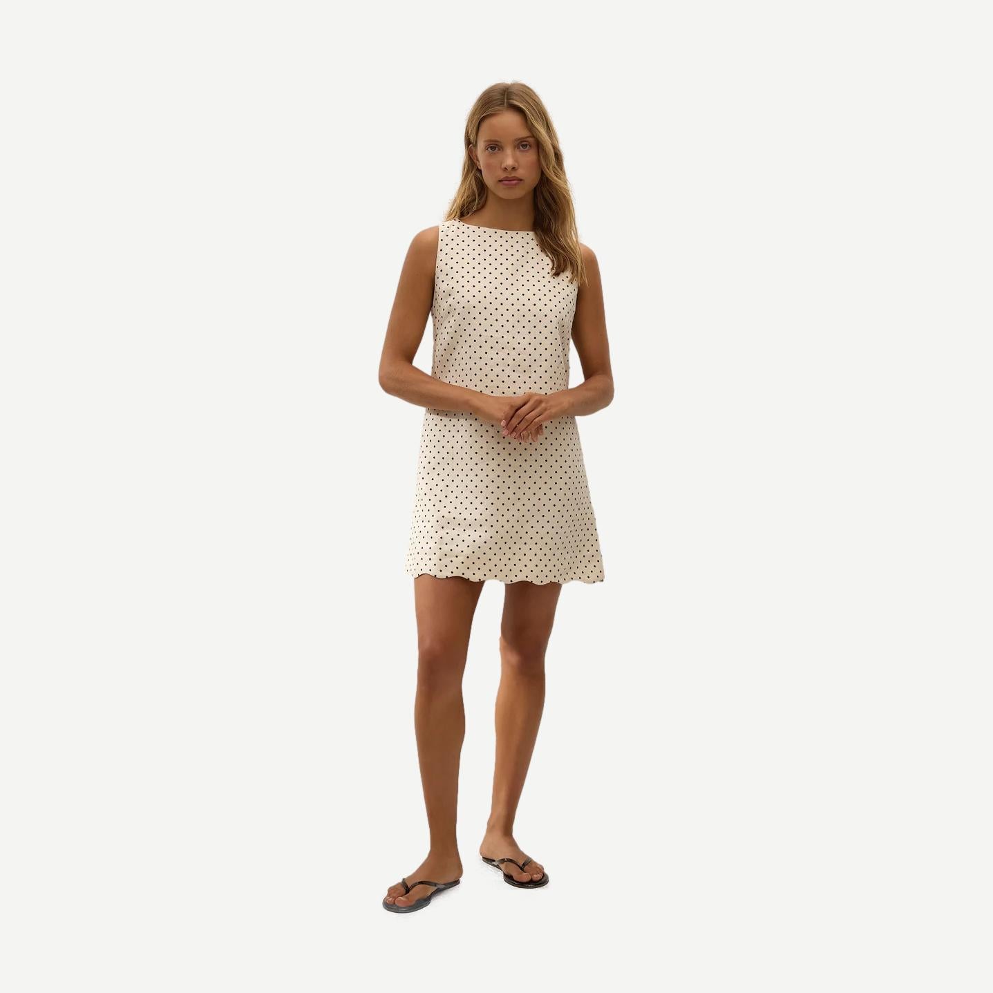 Iria Mini Dress Lola Polka Dot - Cream/Black - Galvanic.co