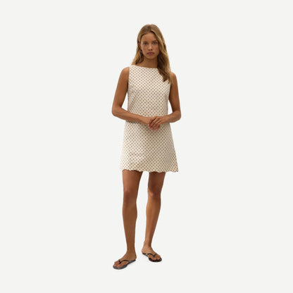 Iria Mini Dress Lola Polka Dot - Cream/Black - Galvanic.co