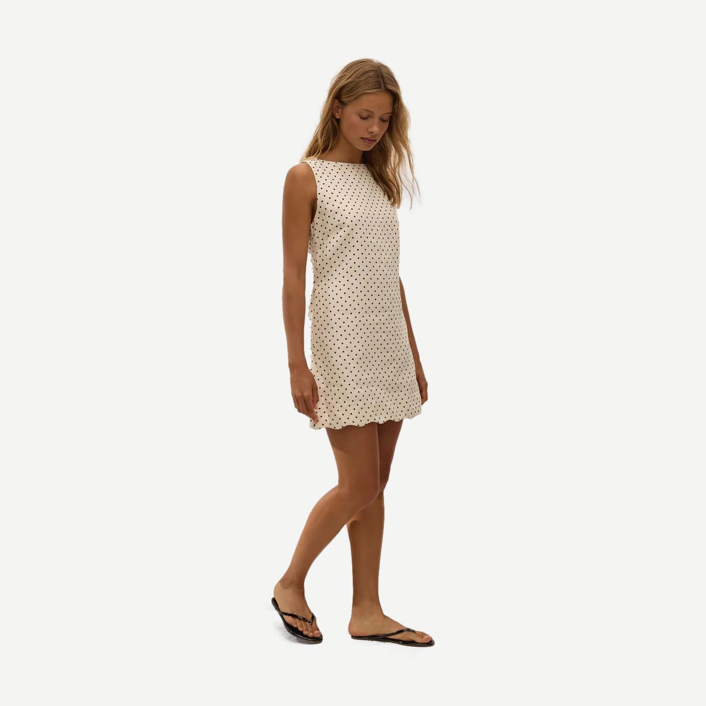 Iria Mini Dress Lola Polka Dot - Cream/Black - Galvanic.co