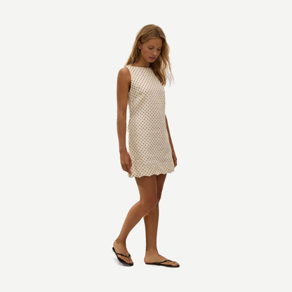 Iria Mini Dress Lola Polka Dot - Cream/Black - Galvanic.co