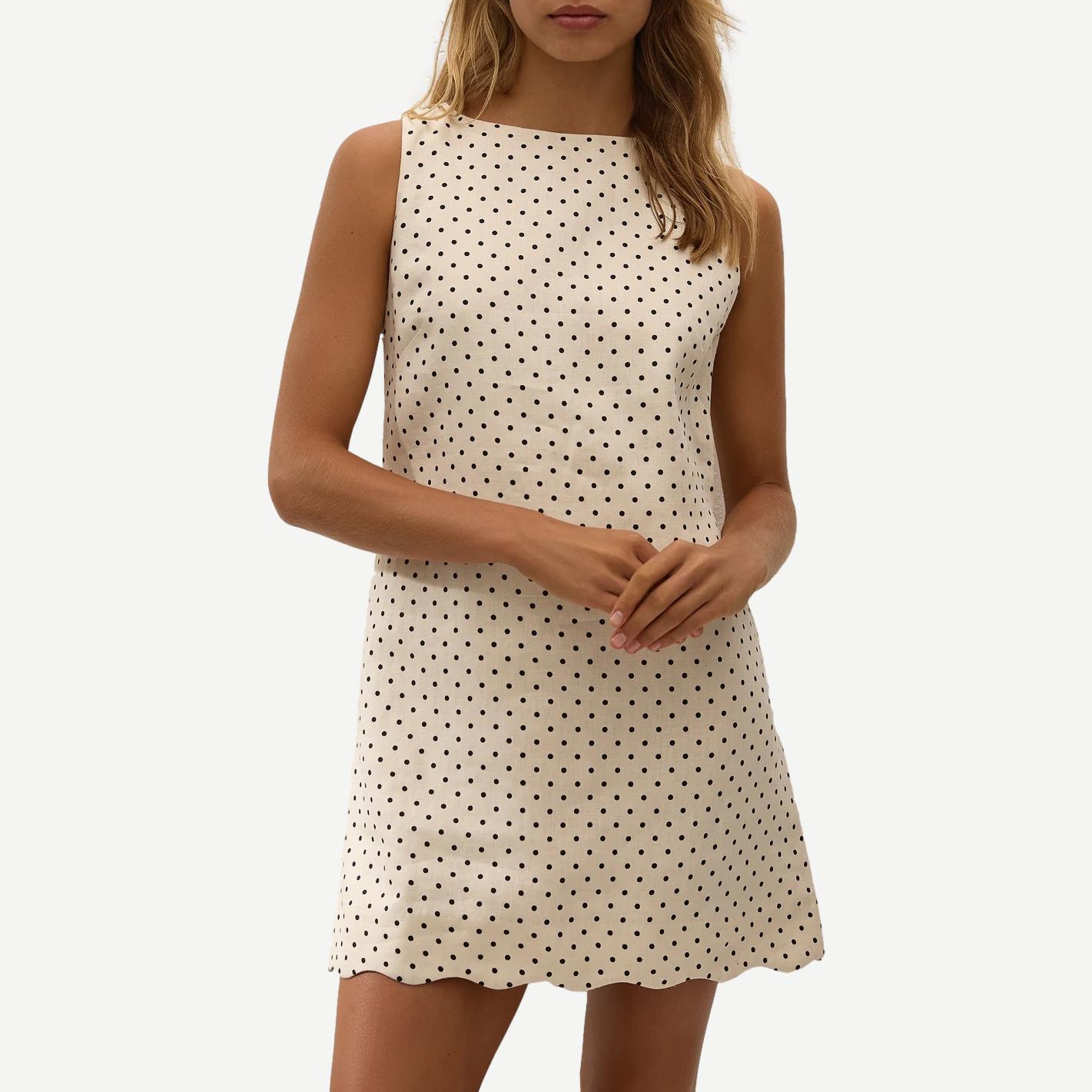 Iria Mini Dress Lola Polka Dot - Cream/Black - Galvanic.co