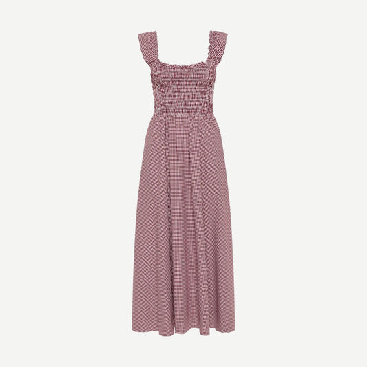 Eudora Midi Dress - Gingham Deep Red