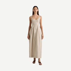 Sanne Midi Dress - Oatmeal - Galvanic.co