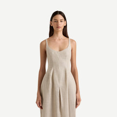 Sanne Midi Dress - Oatmeal - Galvanic.co