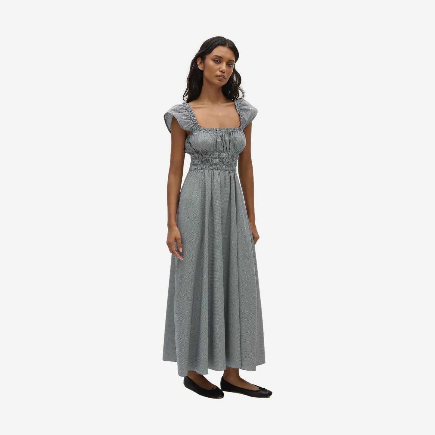 Janne Midi Dress - Hanne Gingham Vintage Navy - Galvanic.co