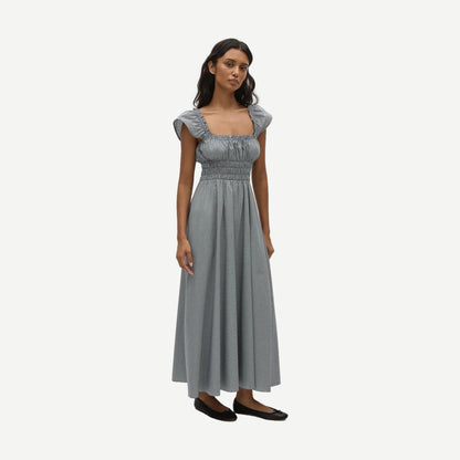Janne Midi Dress - Hanne Gingham Vintage Navy - Galvanic.co