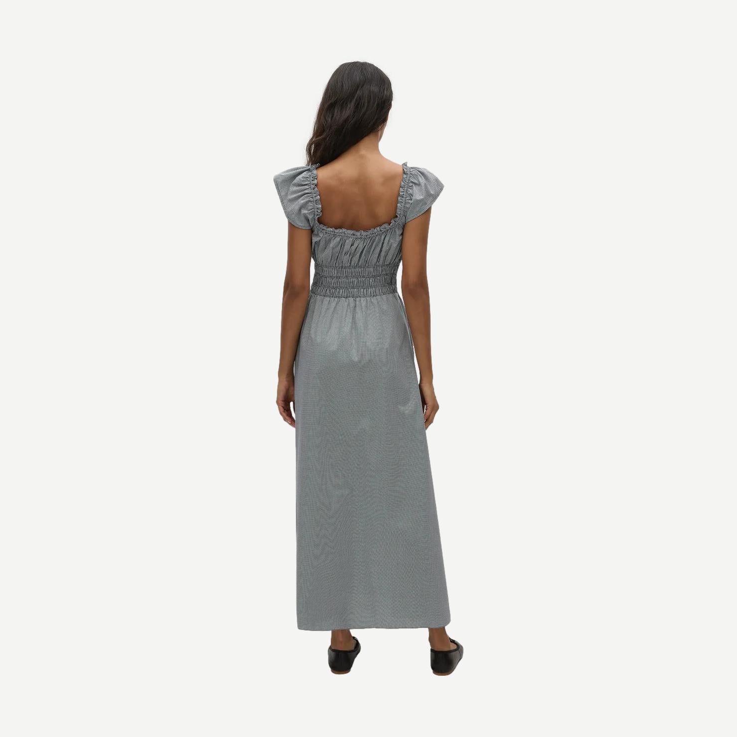 Janne Midi Dress - Hanne Gingham Vintage Navy - Galvanic.co