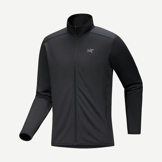 Black Arcteryx Kyanite lightweight jacket, showcasing its sleek design and durable fabric for outdoor activities.