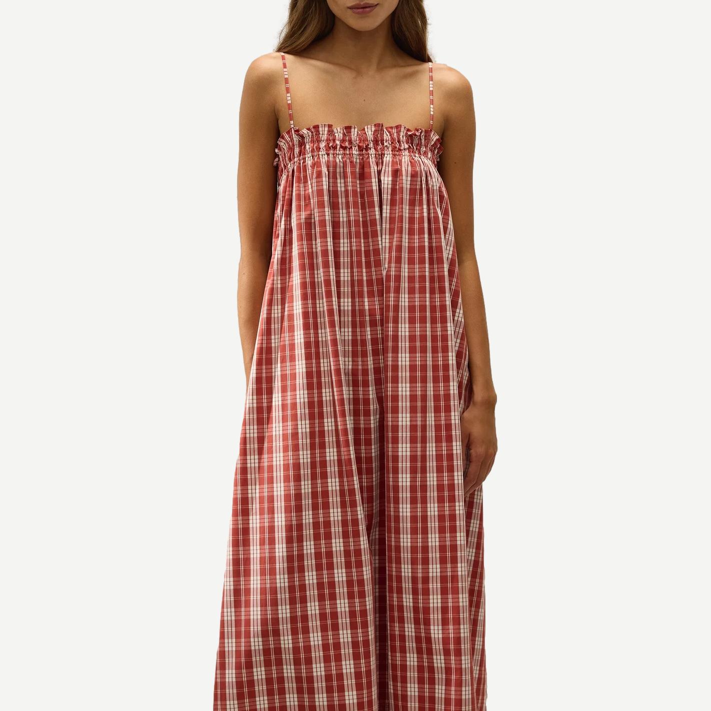 Gerta Midi Dress - Ines Check Terra Rosa