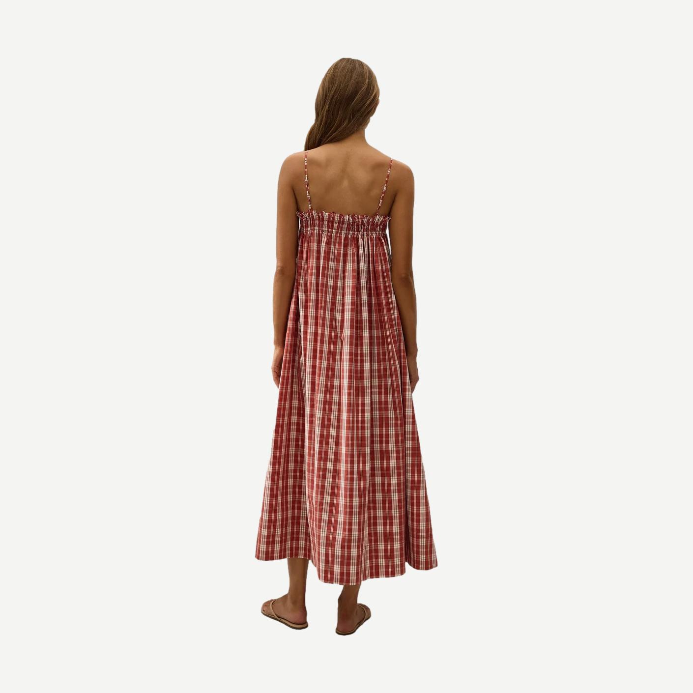 Gerta Midi Dress - Ines Check Terra Rosa