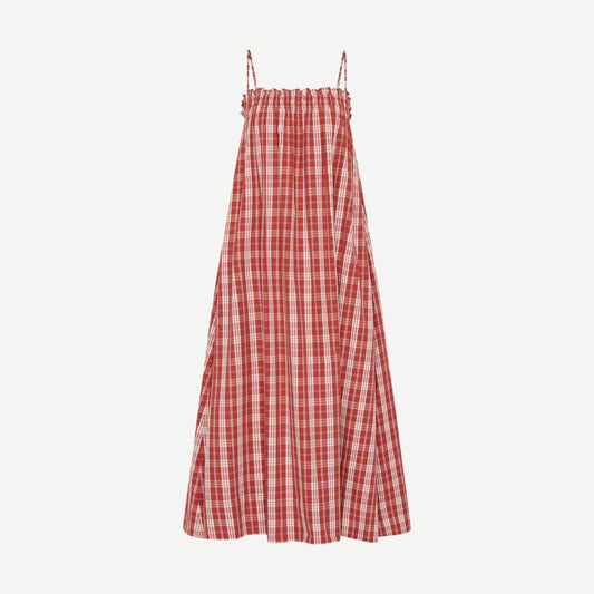 Gerta Midi Dress - Ines Check Terra Rosa - Galvanic.co