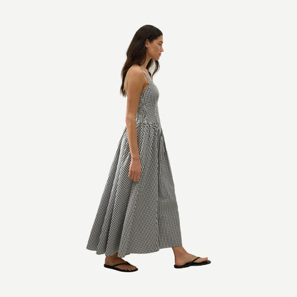 Chiara Midi Dress - Black Textured Gingham - Galvanic.co
