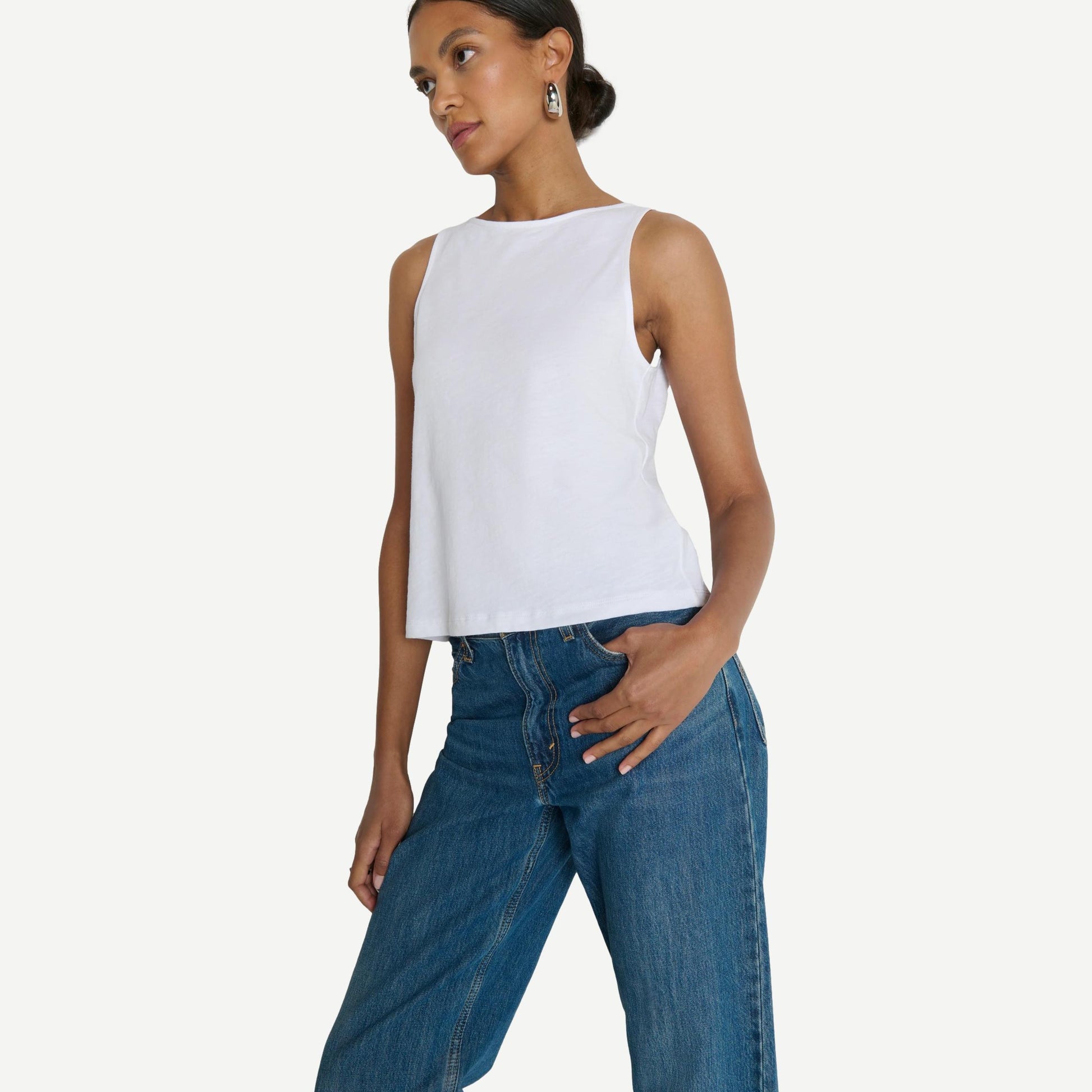 White Nation LTD Sammi tie-back tank top with a relaxed fit, featuring a stylish tie detail at the back.